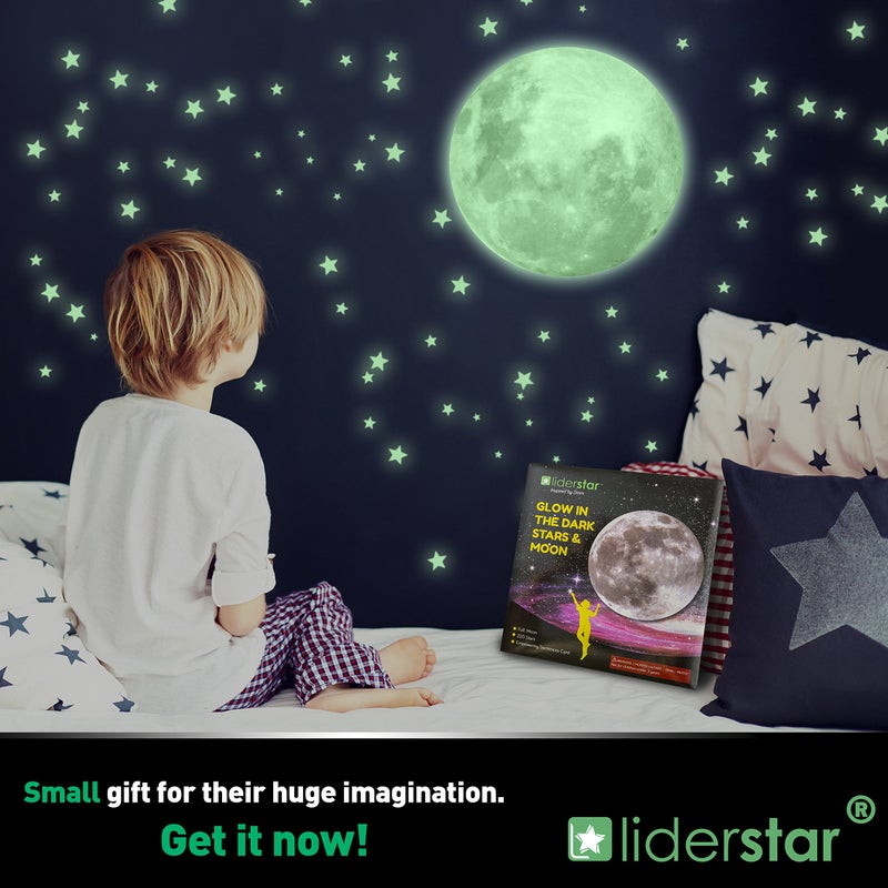 LIDERSTAR Stars for Ceiling â€“ Glow in The Dark Stars and Moon Wall Decals for Kids Bedroom or Nursery, Luminous Star Stickers for Ceiling, Self-Adhesive Fluorescent Night Sky Decor, Gift for Boys and Girls - Image 5
